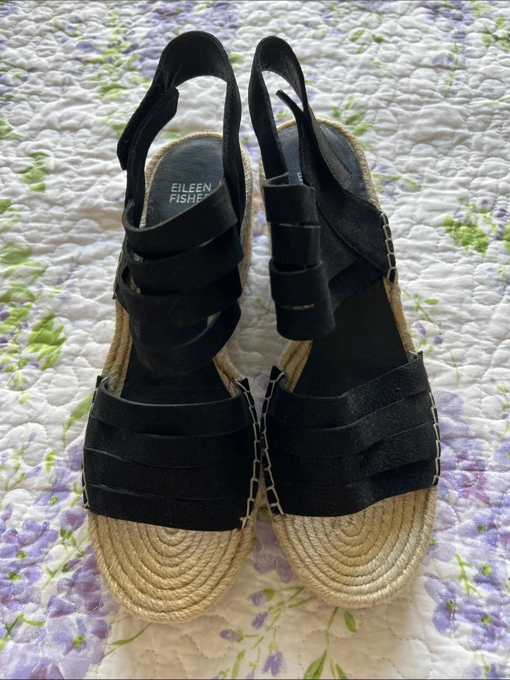 Black Strappy Espadrille Sandals
